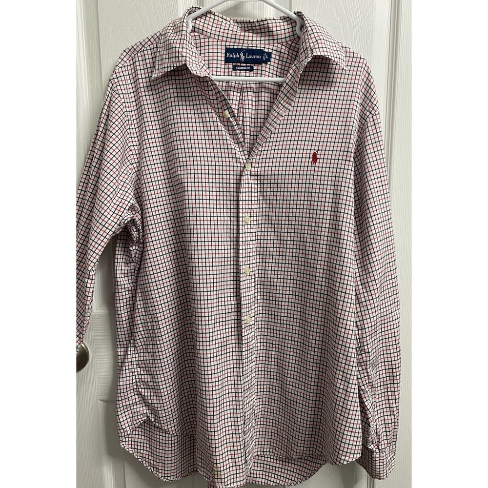 Ralph Lauren Classic Fit Button Down Men's Long Sleeve Checked Shirt Sz.L
